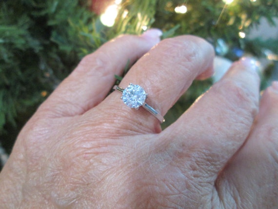1ct. Solitaire Simulated Diamond Ring>925 Sterlin… - image 1