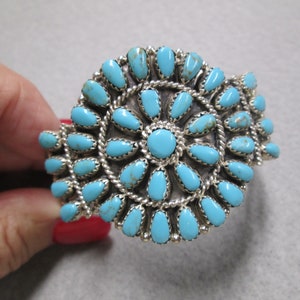 Navajo Petit Pointe TURQUOISE Cuff&gt;Authentic Signed Turquoise Cuff,Sterling Turquoise Cuff,Native American Turquoise Cuff,Southwestern cuff