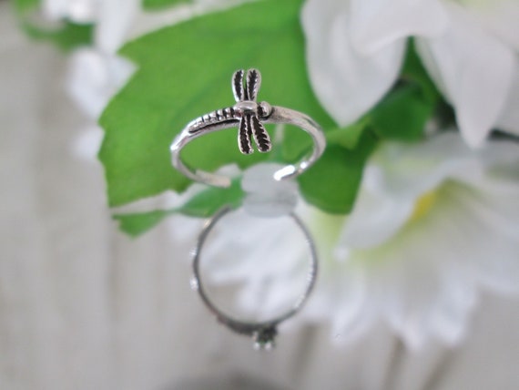 Adjustable 925 Sterling DRAGONFLY TOE Ring/MIDI R… - image 1