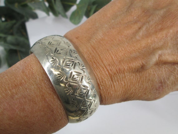 Native American Sterling Silver Cuff Bracelet>Wid… - image 6