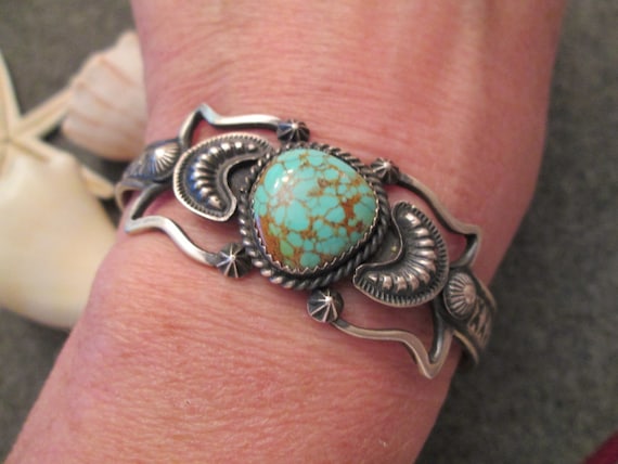Rare Native American Navajo Pilot Mountain Turquoise Penny Bracelet Rare Native American Navajo Pilot Mountain Turquoise Penny Bracelet