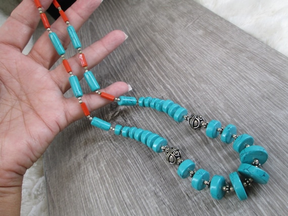 Gorgeous TURQUOISE Necklace>Faux Turquoise Necklace,Women's Statement Necklace,Turquoise jewelry,Turquoise,Southwestern,Coral Jewelry