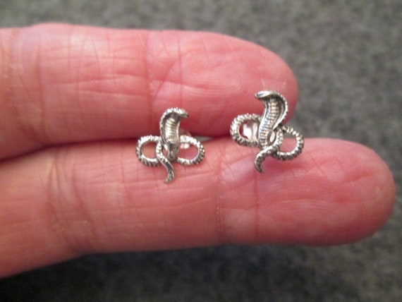COBRA Stud Earrings>925 Sterling Stud Earrings,Sterling Snake Studs,Spitting Cobra,Battling Cobras,Snake studs,Snakes,Unisex