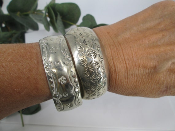 Native American Sterling Silver Cuff Bracelet>Wid… - image 7