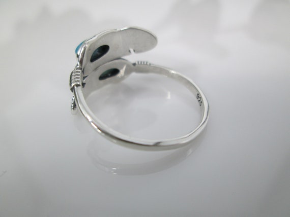 Sterling FEATHER Ring>925 Silver Turquoise Feathe… - image 5