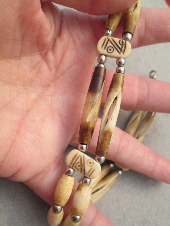 Tribal CHOKER>Wood/Resin Choker Necklace,Vintage … - image 2