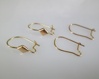 SOLID 14kt.Gold Ear Wires>14kt.Gold Kidney Shape Ear Wires,Decorative Ear wires,Plain Earwires,Solid 14kt.Gold Earrings,Replacement Ear wire