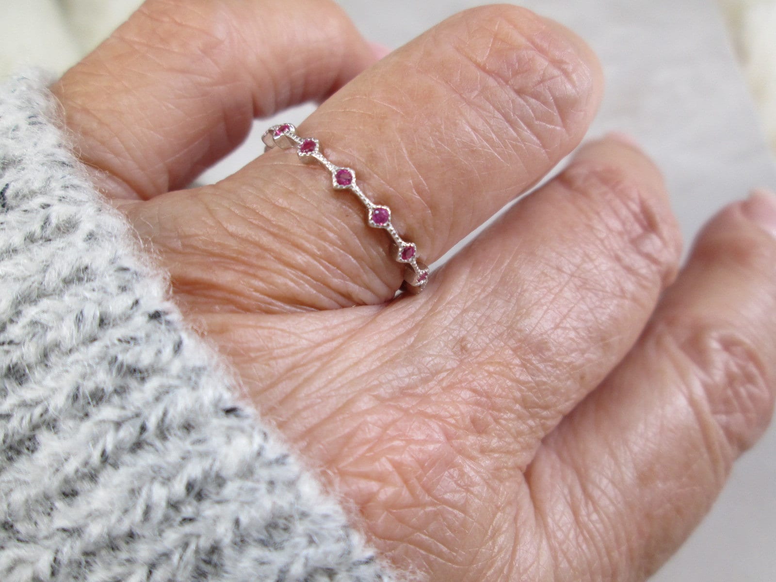 Dainty RUBY Eternity Band Ring>925 Sterling RUBY Narrow Band,Sterling Ruby Ring,925 ring, Anniversary,Wedding,Birthstone ring,Non Tarnish