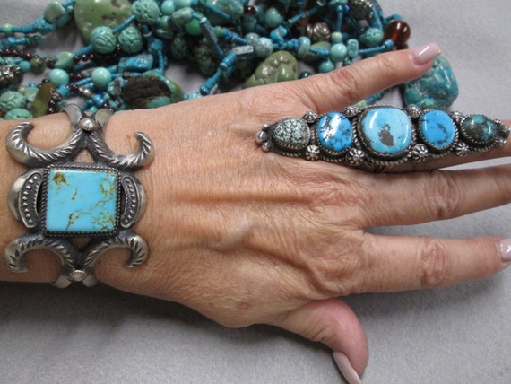 Native American Sterling Silver Genuine TURQUOISE… - image 1