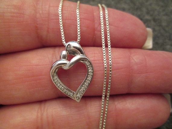 Genuine DIAMOND HEART Mother/Child Necklace>Diamo… - image 1