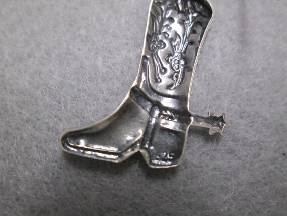 925 Sterling Silver Cowgirl Boot with Spurs Earri… - image 3