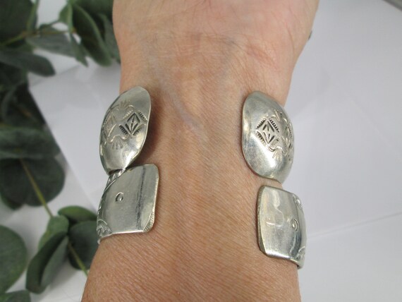 Native American Sterling Silver Cuff Bracelet>Wid… - image 8