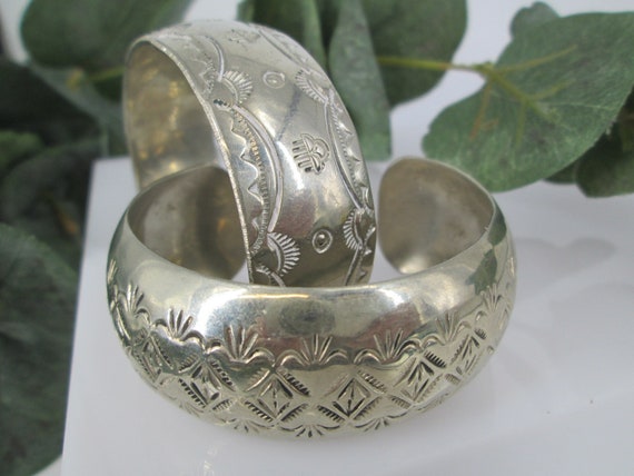 Native American Sterling Silver Cuff Bracelet>Wid… - image 4