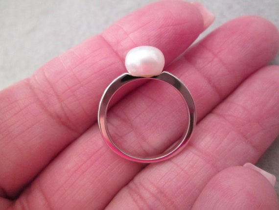 925 Sterling PEARL Ring>Simulated Diamonds>925 Pe… - image 6