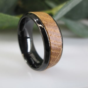 Titanium WHISKEY BARREL Band&gt;Gorgeous Whiskey Barrel Wood ring,Titanium ring,Strong and Durable,Whisky barrel ring,Whiskey,Whisky,Wedding