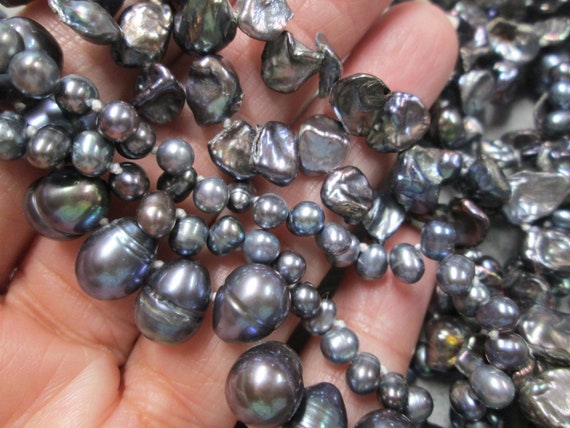 Genuine Cultured Pearl Necklace>5 Strand Gray Pea… - image 5
