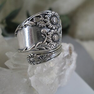 Gorgeous Heavy Sterling Silver SUNFLOWER Spoon Ring>925 Sunflower Ring ...