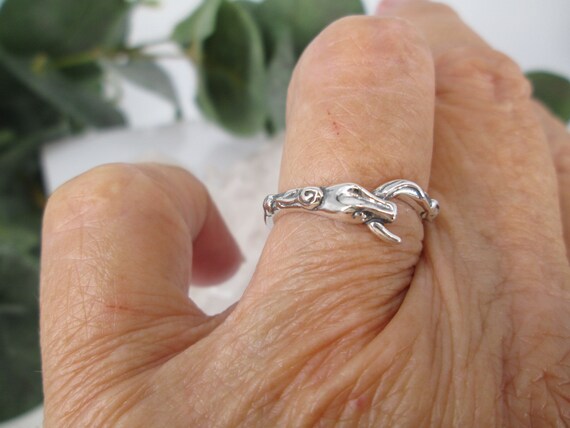 Sterling Silver SNAKE Ouroboros Ring>Tail Devoure… - image 2