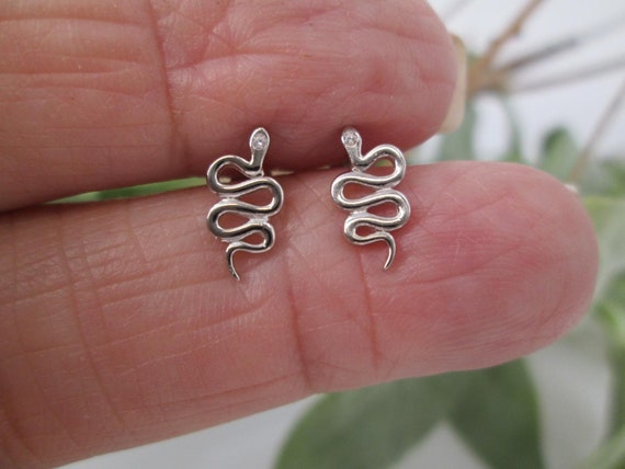 Sterling Silver SNAKE Stud Earrings>Small 925 Snake Studs,Snake Earrings,Unisex Snake Earrings,Silver Snake Earrings,Tiny Silver Snake Studs