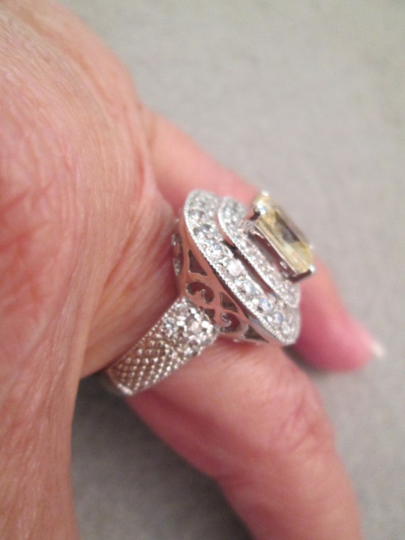925 Sterling faux Canary Diamond and Cubic Zircon… - image 3