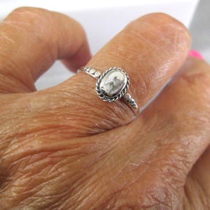 White Buffalo Turquoise ring>925 Sterling White Buffalo Ring,Dainty White Buffalo ring,Custom Crafted Ring,Southwestern Ring,Small 925 ring image 1