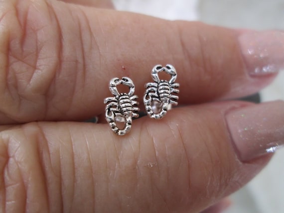 Scorpion Stud Earrings>925 Sterling Silver SCORPION Earrings,Tiny Scorpion Studs,925 Scorpion Jewelry,Scorpion Earrings,925 sterling,Scorpio