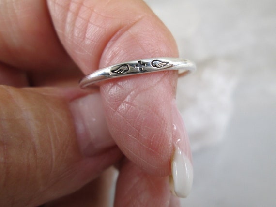 CROSS & WINGS Ring>925 Sterling Silver ring,Minimalist Cross and Wings ring,925 Tiny Cross and Wings,Strength,Freedom,Self Worth,925 ring