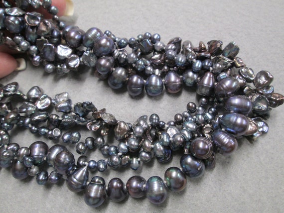 Genuine Cultured Pearl Necklace>5 Strand Gray Pea… - image 7