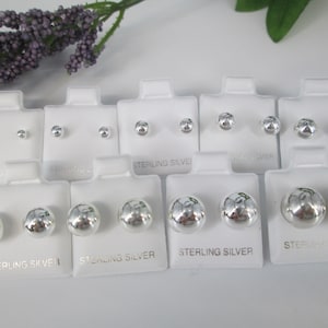 Sterling Silver Ball Stud Earrings>925 Sterling Classic Ball Studs,Sterling Round Ball earrings,3mm to 11mm Earrings,Everyday Simple Studs