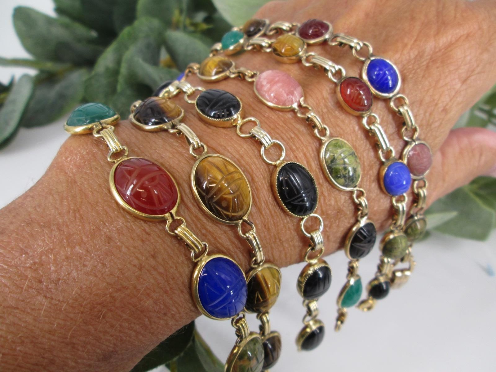 Scarab Bracelets With Genuine Semi Precious Scarabs>genuine  display picture 1