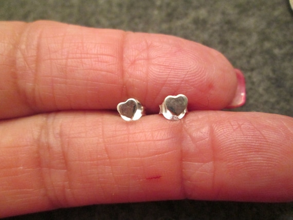 Tiny 925 Sterling Silver HEART Stud Earrings>925 Heart Earrings,Dainty Heart studs,925 studs,Tiny studs,Children's earrings,Minimalist