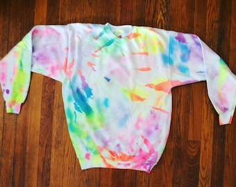 90's Style Neon Tie-Dye Sweatshirt