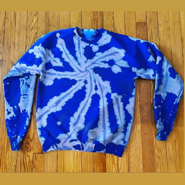 Blue Tie-Dye - Reverse Tie-Dye - Unique Crewneck Sweatshirt