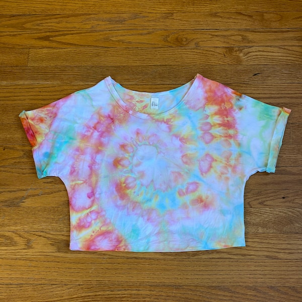 Rainbow Ice Dye Tie-Dye Crop Top