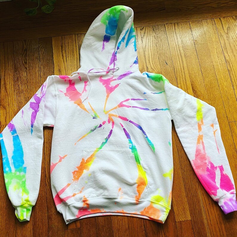 Bright Neon 90s Vibe Tiedye Hoodie Etsy