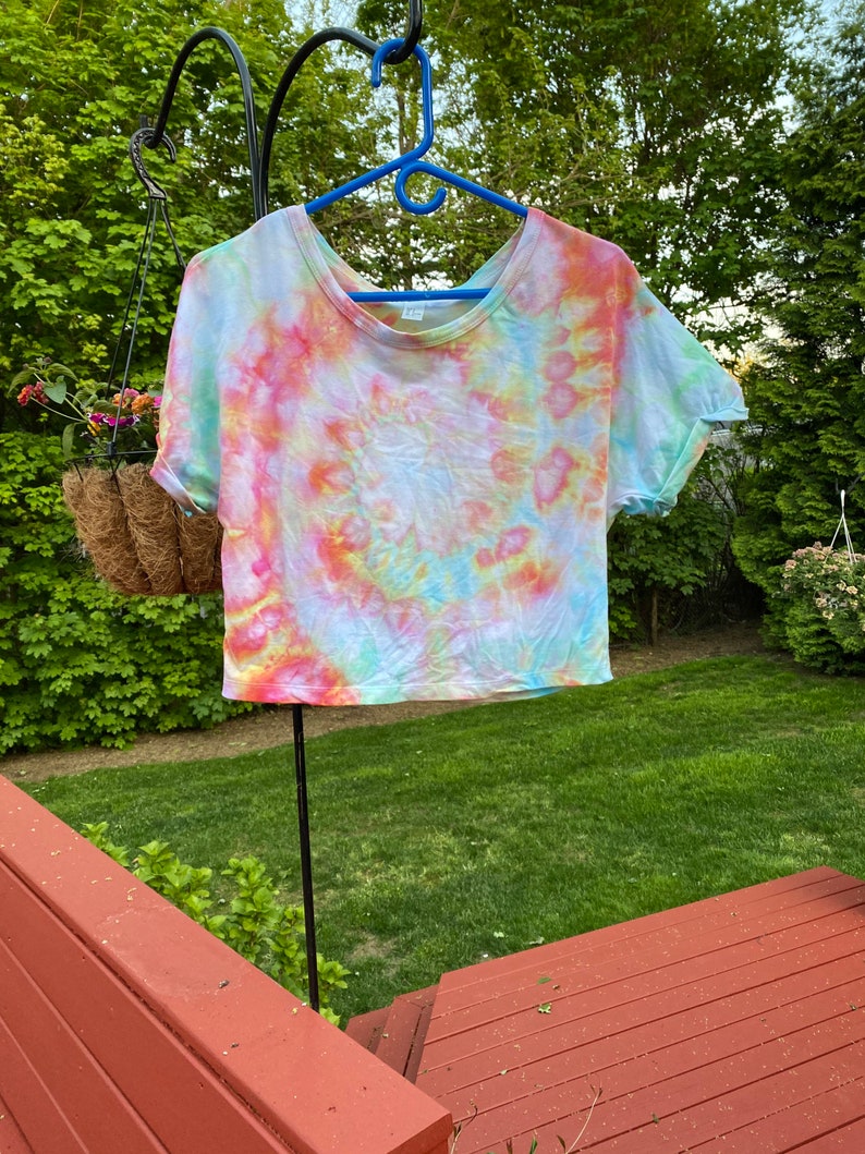 Rainbow Ice Dye Tie-Dye Crop Top