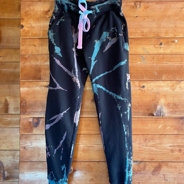 Reverse Tie-dye Blue and Purple Black Joggers - Unique - Galaxy Vibe