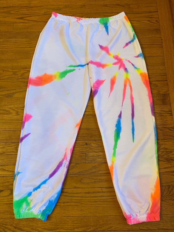 Neon tie dye joggers deals