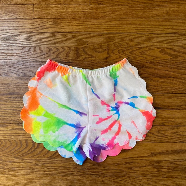 Bright Neon Tie-Dye White Shorts - One of a Kind