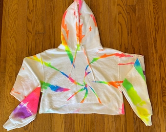 Crop Neon Tie Dye Hoodie