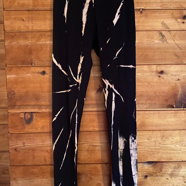 Black Reverse Tie-Dye Comfy Cotton Leggings