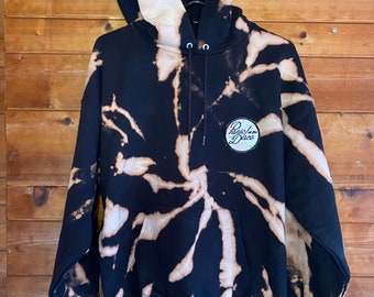 Black Reverse Tie-Dye Hoodie with cute Panic at the Disco! Patch.