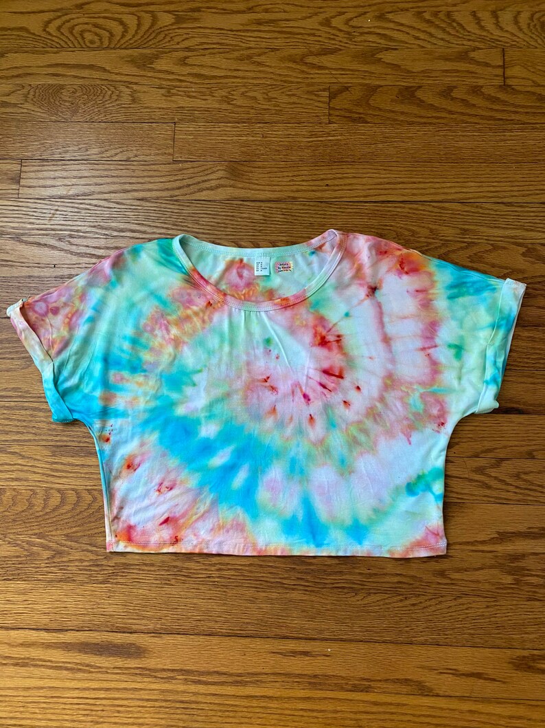 Rainbow Ice Dye Tie-Dye Crop Top