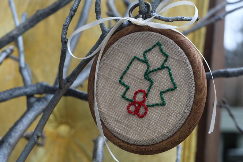 Holly Embroidery Hoop Art image 1