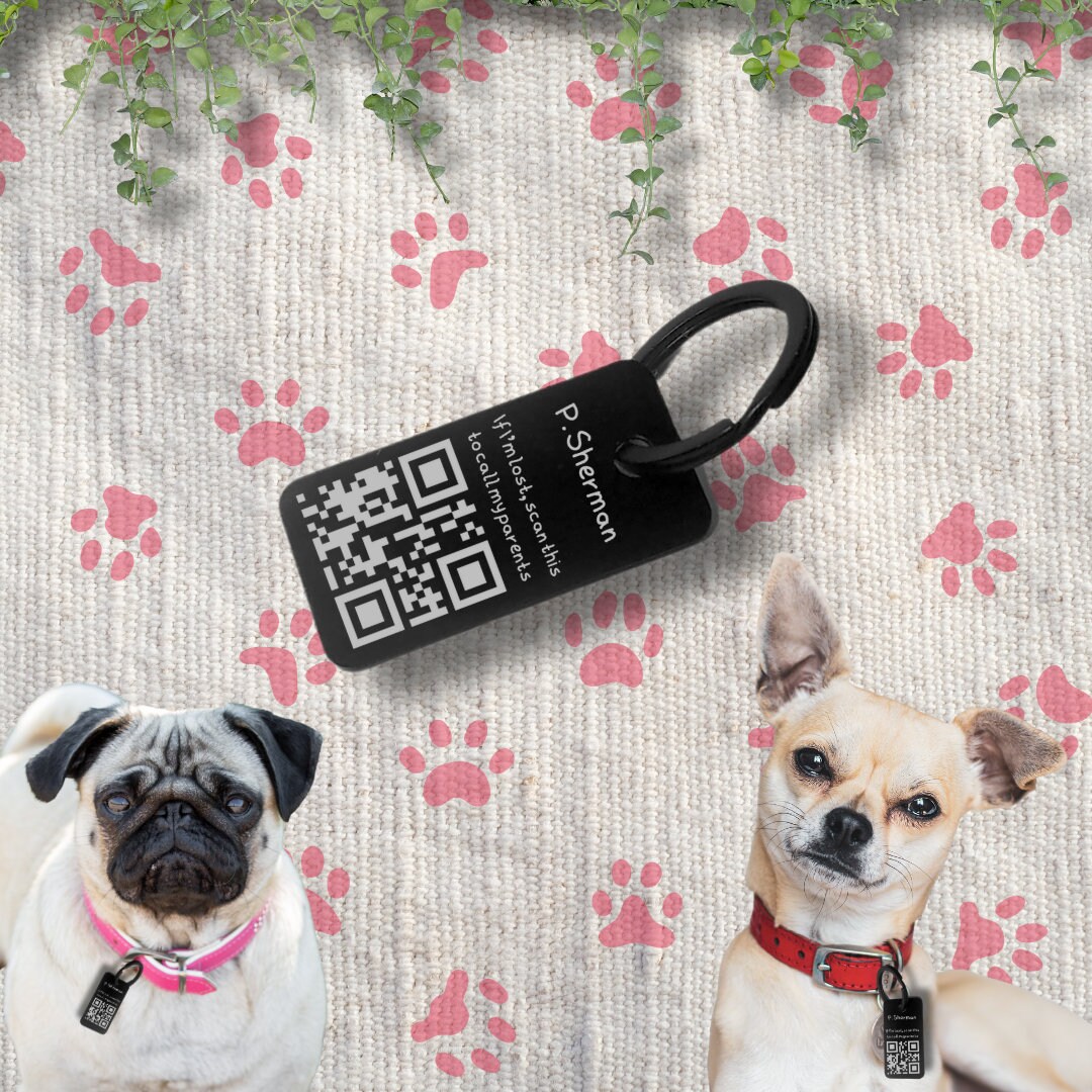 QR Code Dog Pendant Dog ID Tag Dog Name Tag Custom Dog Etsy