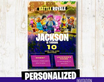 FORT game - personalized Birthday INVITATION  lego F-NITE