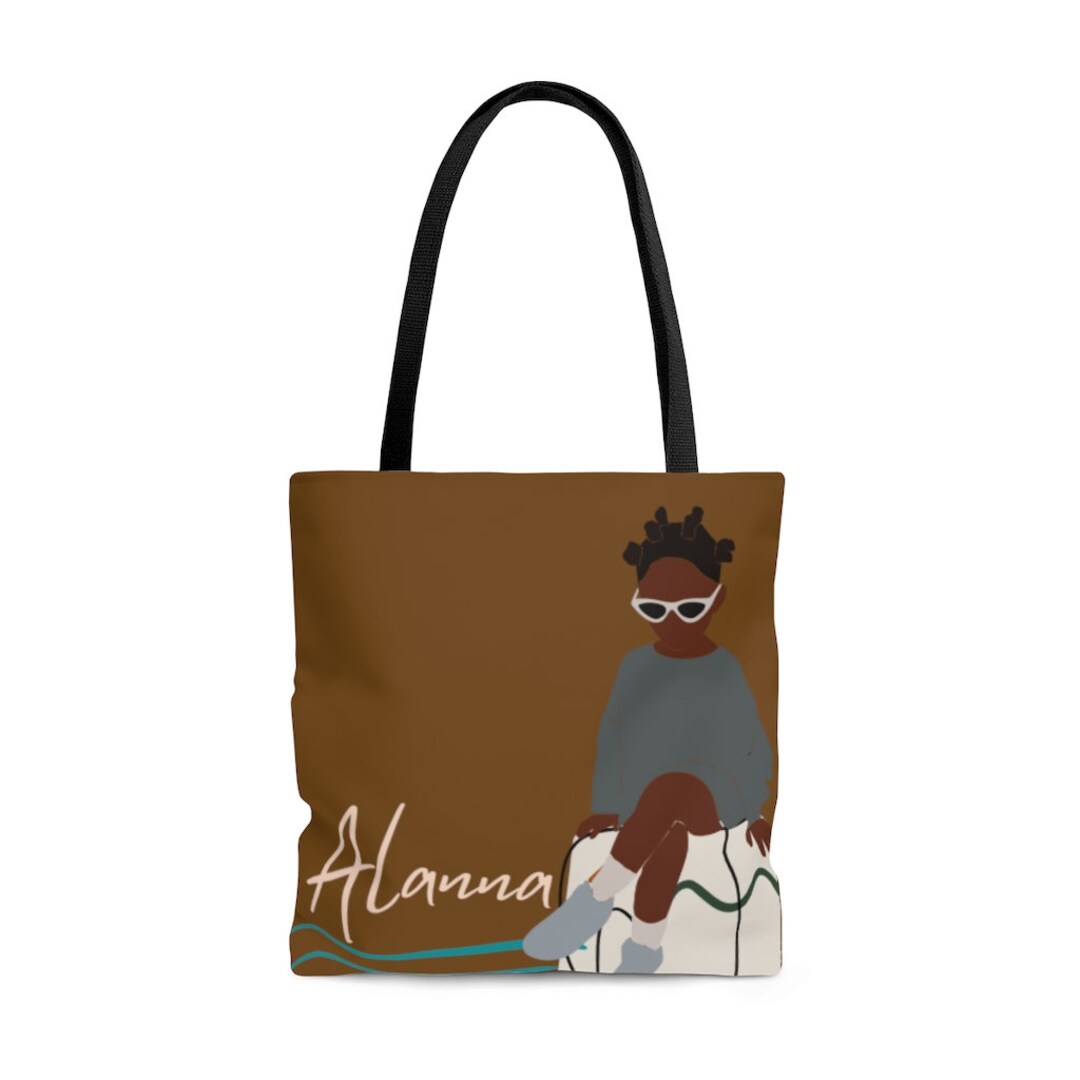 Black Girl Tote, Custom Name Bag, Personlaized Children's Bag, Black