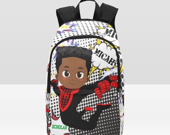 Black boy bookbag, boy gift, blackboy backpack, spider bookbag, bookbag, boy birthday gift,