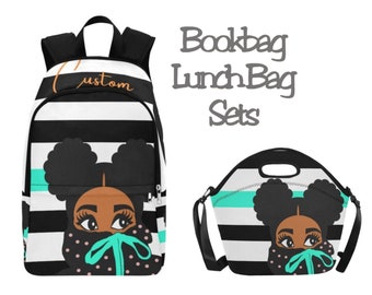 Black girl book bag, black girl back pack, gifts for girls, back to school, black girl magic, personlaized bookbag,