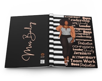 Custom name journal, custom journal, black girl journal, bosses day gift, boss bae, boss journal, girl boss